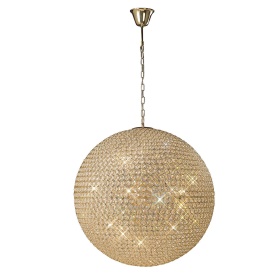 Ava French Gold Crystal Ceiling Lights Diyas Spherical Crystal Fittings